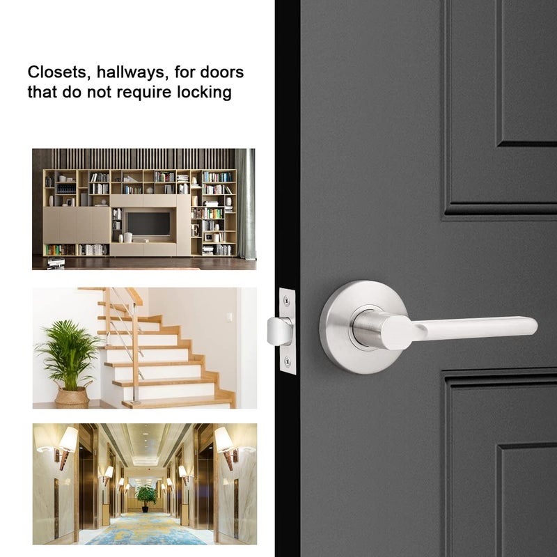 Probrico Passage Leverset Lockset Door Levers for Hallway and Closet Satin Nickel Interior Door Lock Keyless Handles 1 Pack - Image 4